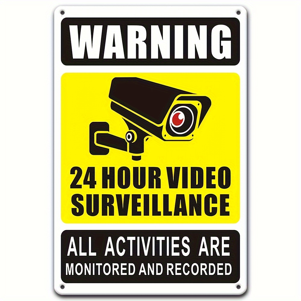 Photography Videography - Panneau d'avertissement de vidéosurveillance 24/7, métal