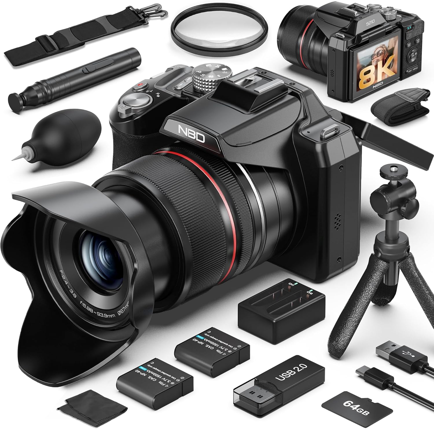 Photography Camera - Appareil photo numérique professionnel 8K 64MP,